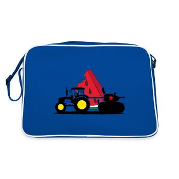 Cherson UKRAINE Wassermelone Kiew ukrain - Retro Tasche - Blau/Weiß - Hinten