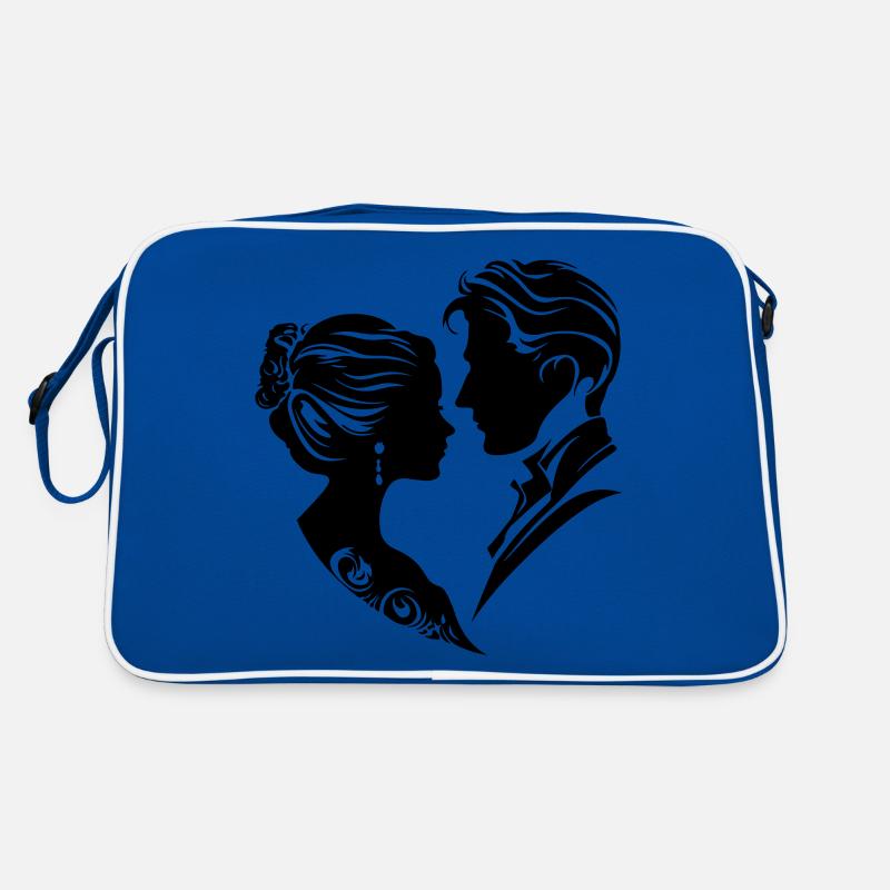 Silhouette de mariage de couple marié - Sac Retro - bleu/blanc