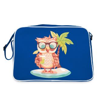 Owl Summer Beach Vacation - Retro Bag - blue/white - Back