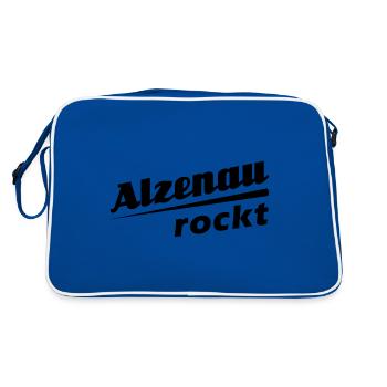 Alzenau - Textdesign mit Stadtnamen - Retro Tasche - Blau/Weiß - Hinten