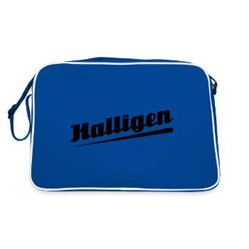 Halligen - Textdesign mit Stadtnamen - Retro Tasche - Blau/Weiß - Hinten