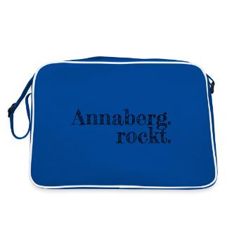 Annaberg rockt - Textdesign mit Stadtnamen - Retro Tasche - Blau/Weiß - Hinten