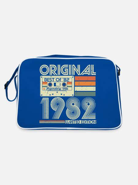 1982 Vintage Retro Jahrgang Geburtstag Geschenk - Retro Tasche - Blau/Weiß