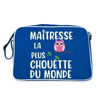 Maîtresse la plus chouette du monde cadeau - Sac Retro - bleu/blanc - Dos