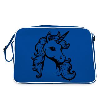 niedliches kleines Einhorn - Retro Tasche - Blau/Weiß - Hinten