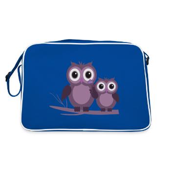 two owls purple plum lilac - Retro Bag - blue/white - Back