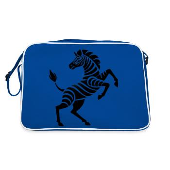 Zebra hooves high art piece silhouette - Retro Bag - blue/white - Back