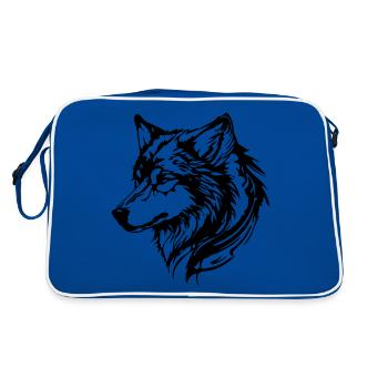 Wolf Head - Retro Bag - blue/white - Back