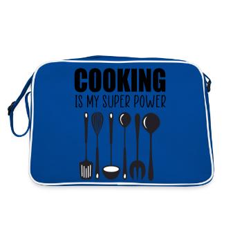 Cooking is my super power funny quote - Retro Bag - blue/white - Back