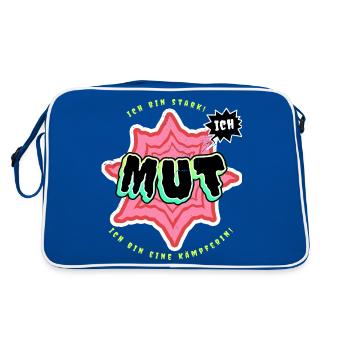 Kämpferin - Mut - Ich bin stark - Retro Tasche - Blau/Weiß - Hinten