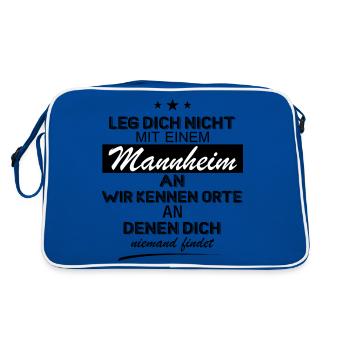 Mannheim Monnem Mannheimat - Retro Tasche - Blau/Weiß - Hinten