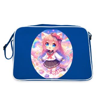 Une jolie fille d’anime dans un jardin de nuages - Sac Retro - bleu/blanc - Dos