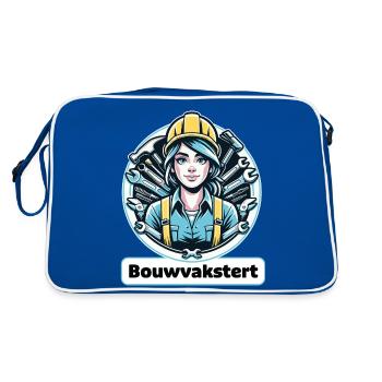 Construction Worker Woman upload - Retro Bag - blue/white - Back