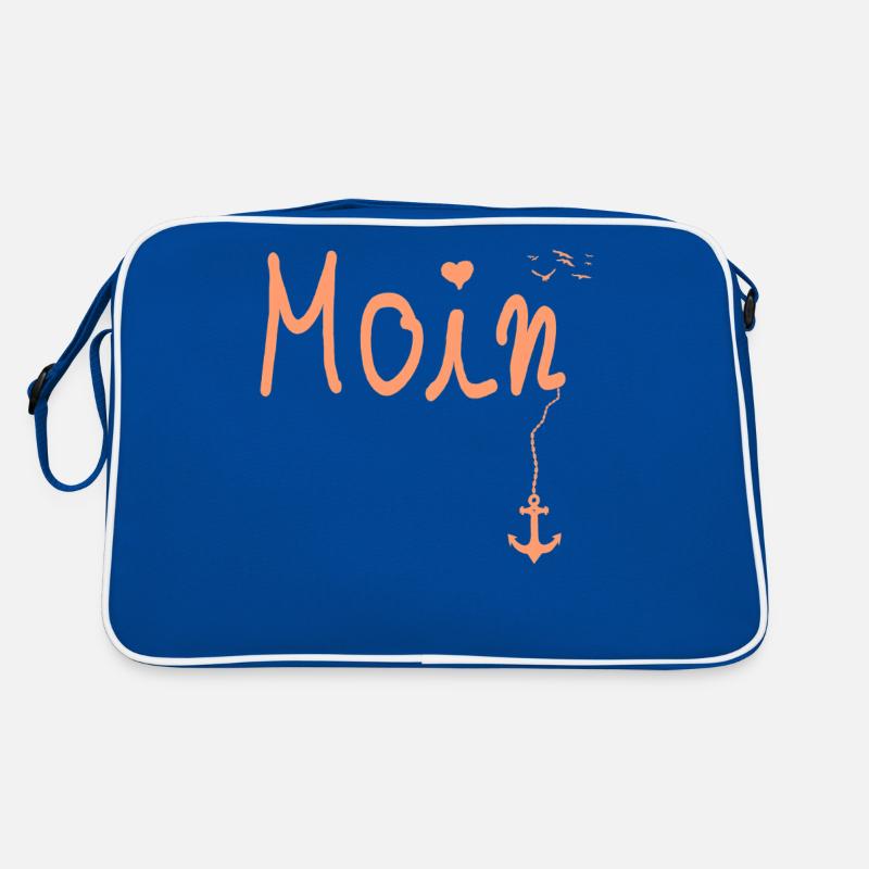 Moin Welcome Moin avec mouette en orange Sac Retro