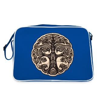 Tree of Life Haida Indian Symbol Animals Birds Tree - Retro Bag - blue/white - Back