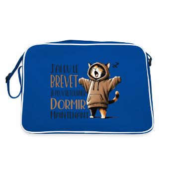 Qualified cat who wants to sleep - Retro Bag - blue/white - Back