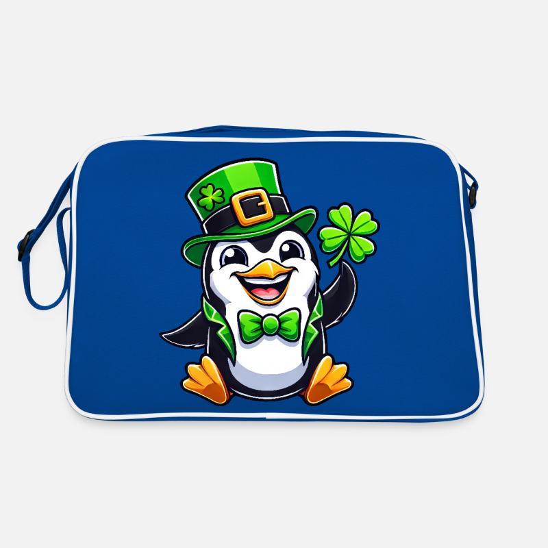 Pingouin de la Saint-Patrick avec trèfle porte-bonheur Sac Retro