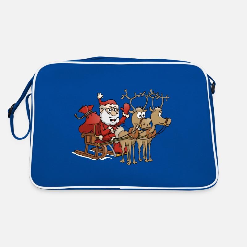Merry Santa Claus with two reindeer Retro Bag