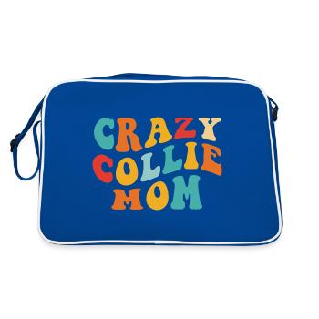Crazy Collie Mom - Gift for Collie Mistress - Retro Bag - blue/white - Back