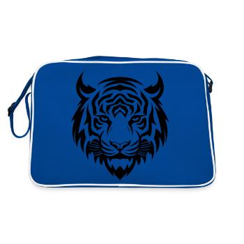 Silhouette de tête de tigre - Sac Retro - bleu/blanc - Dos