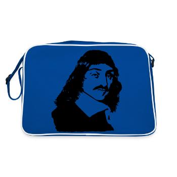 French philosopher Descartes bust drawing - Retro Bag - blue/white - Back