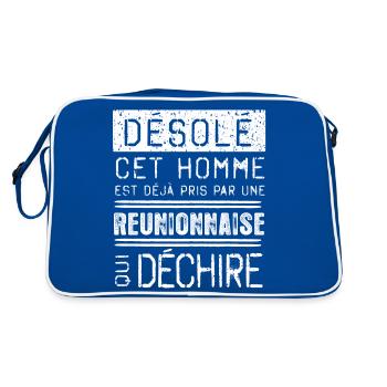 Désolé cet homme est pris par une REUNIONNAISE - Sac Retro - bleu/blanc - Dos
