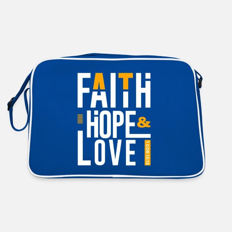 GLAUBE HOFFNUNG LIEBE - Retro Tasche - Blau/Weiß