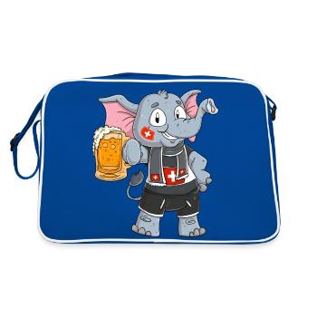 Schweizer Fan Elefant - Retro Tasche - Blau/Weiß - Hinten