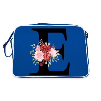 Red Floral Letter E - Retro Bag - blue/white - Back