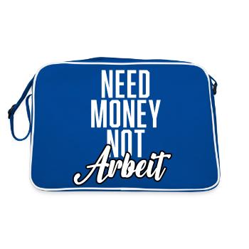 Need Money Not Work - Retro Bag - blue/white - Back