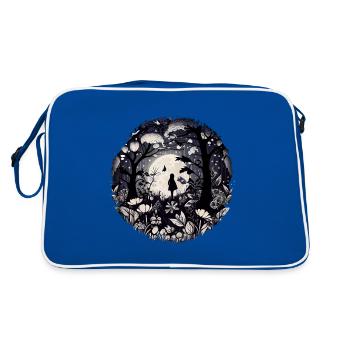 Girl in mystical fairytale forest with flowers - Retro Bag - blue/white - Back