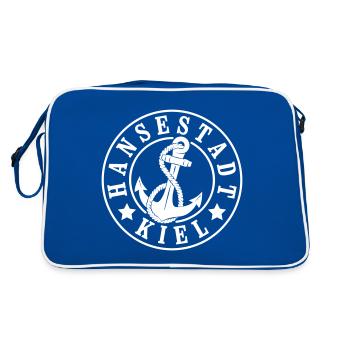 Kiel - Retro Tasche - Blau/Weiß - Hinten