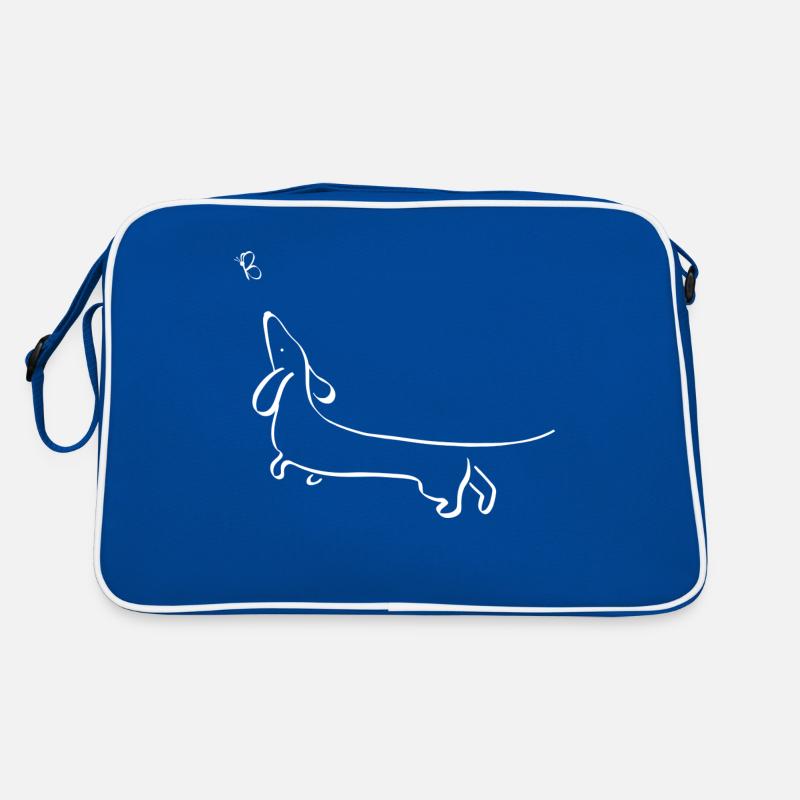 Hund - Retro Tasche - Blau/Weiß