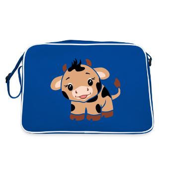 Bébé taureau surpris - Sac Retro - bleu/blanc - Dos