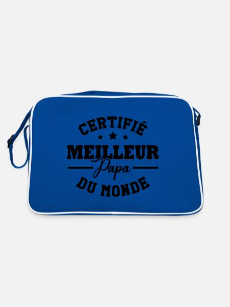 Certifié meilleur papa du monde - Sac Retro - bleu/blanc - Dos