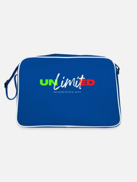 Feiere die Europameisterschaft in Deutschland - Retro Tasche - Blau/Weiß - Hinten