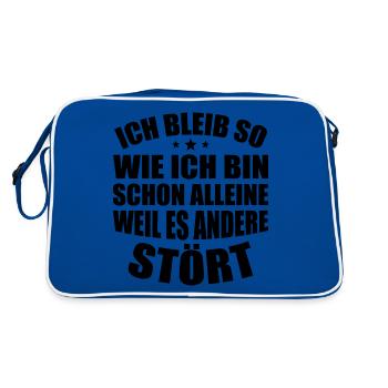 Selbstbewusster Humor - Retro Tasche - Blau/Weiß - Hinten