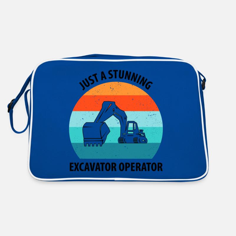 Bagger Baggerfahrer Baggerwagen - Retro Tasche - Blau/Weiß