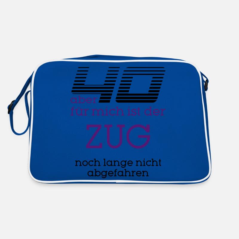 "40. Geburtstag - Zug" by Claudia-Moda - Retro Tasche - Blau/Weiß