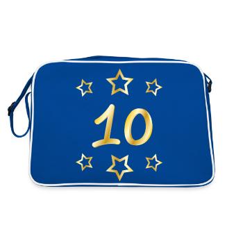 10 Jahre - Jubiläum - Retro Tasche - Blau/Weiß - Hinten