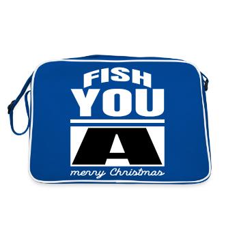 gift idea dinosaurs gift beard gang animation - Retro Tasche - Blau/Weiß - Hinten