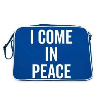 Ich komme in Frieden - Retro Tasche - Blau/Weiß - Hinten