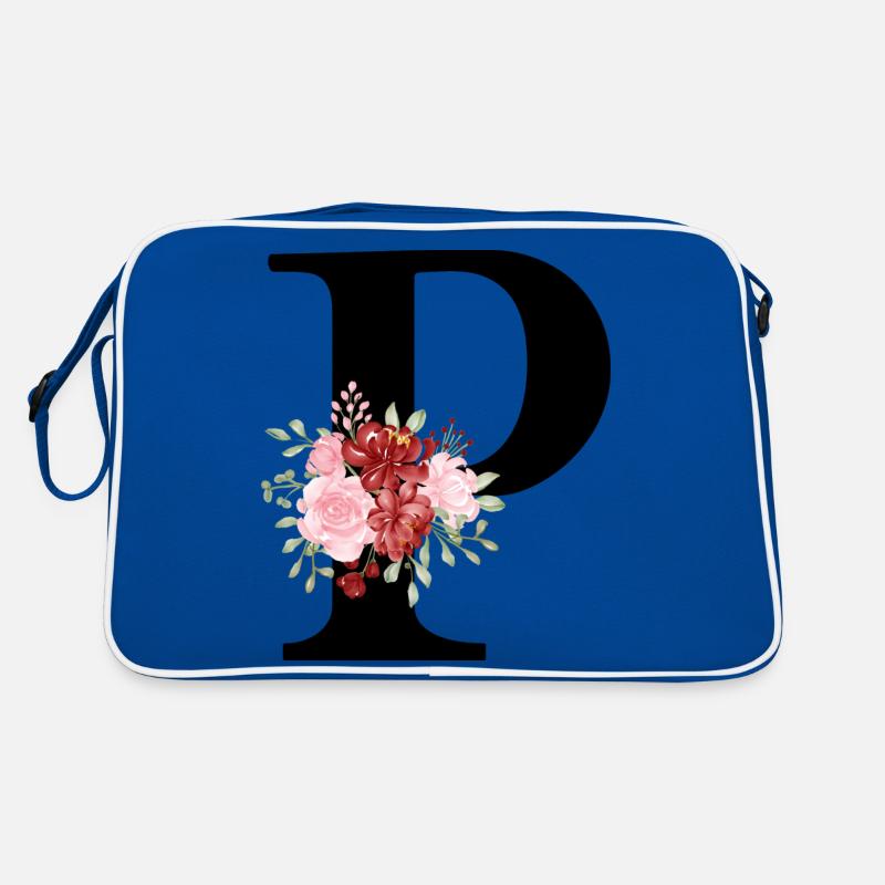 Red Floral Letter P Retro Bag