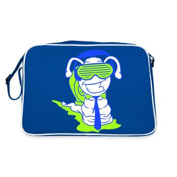 Lustige DJ Schnecke Krawatte Party Club Musik Spaß - Retro Tasche - Blau/Weiß - Hinten