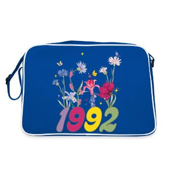 Year of birth 1992 wildflowers - Retro Bag - blue/white - Back