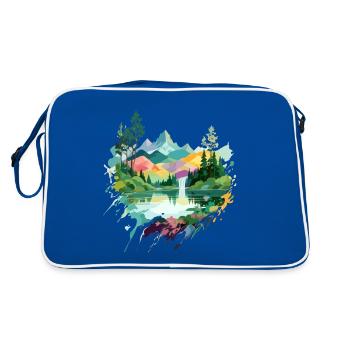 Paysage serein, calme, nature tranquille, plein air - Sac Retro - bleu/blanc - Dos