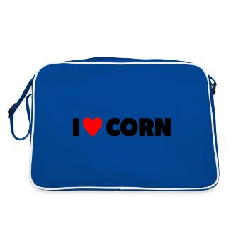 "I ❤ Corn" in black with red heart - Retro Bag - blue/white - Back