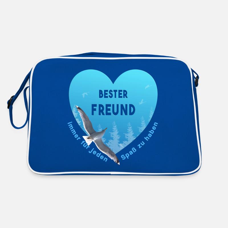 bester Freund - Retro Tasche - Blau/Weiß