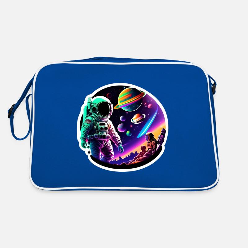Astronaute dans l’espace - Sac Retro - bleu/blanc