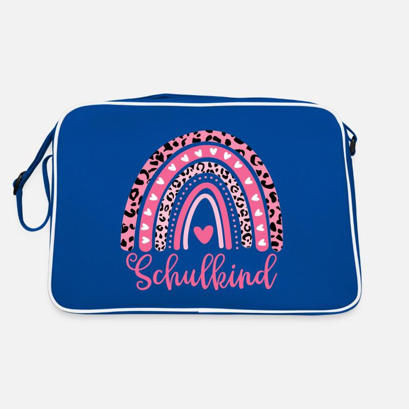 Schulkind Einschulung Schulanfang Mädchen - Retro Tasche - Blau/Weiß